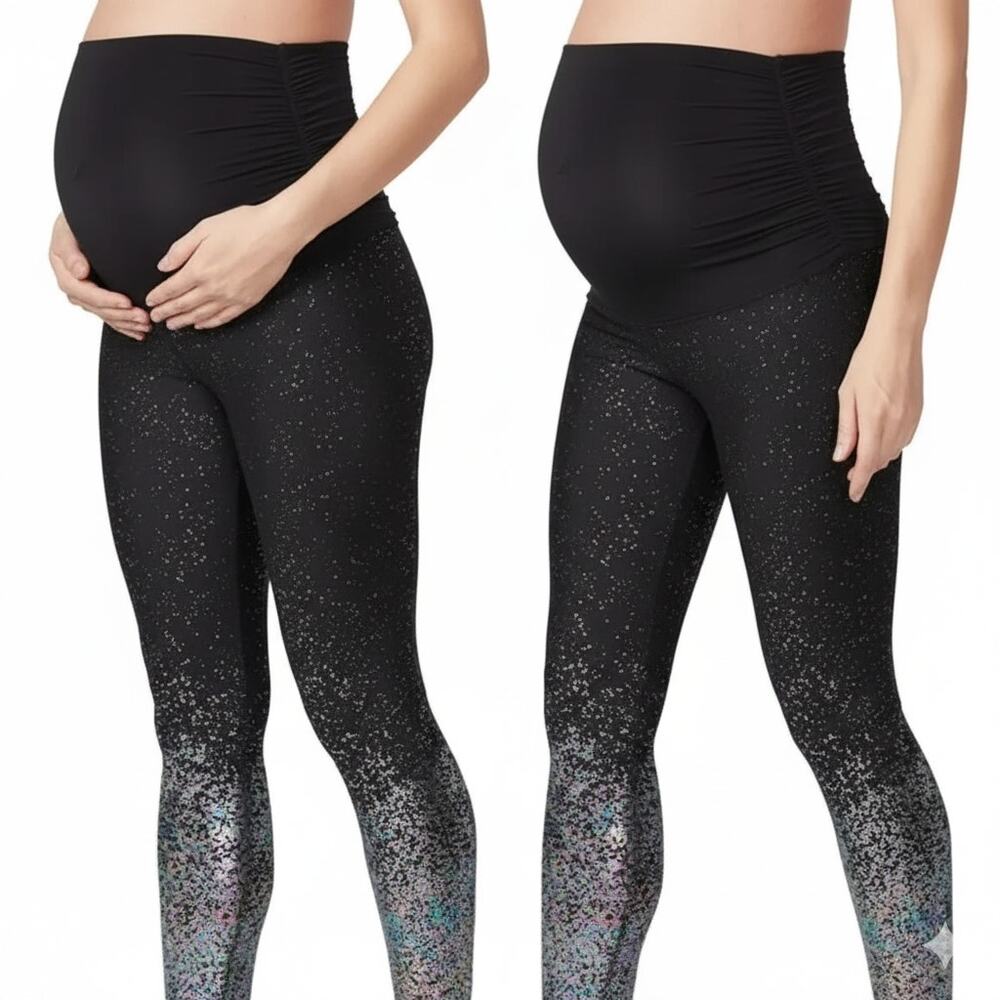 NWT Beyond Yoga Maternity Leggings Alloy Ombre Metallic High Waisted Midi XS